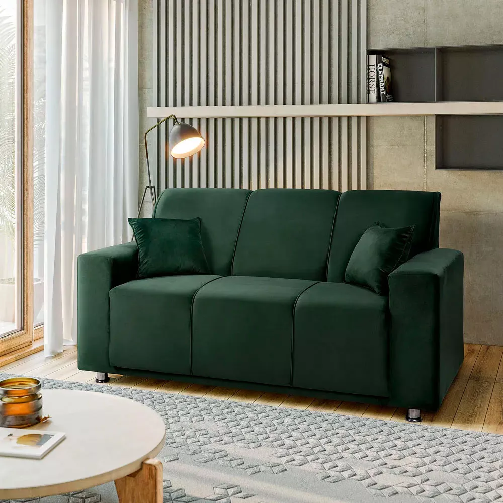 Image 1 of 7 of Sofá 3 Lugares Fixo Tokyo Veludo Verde Speciale Home