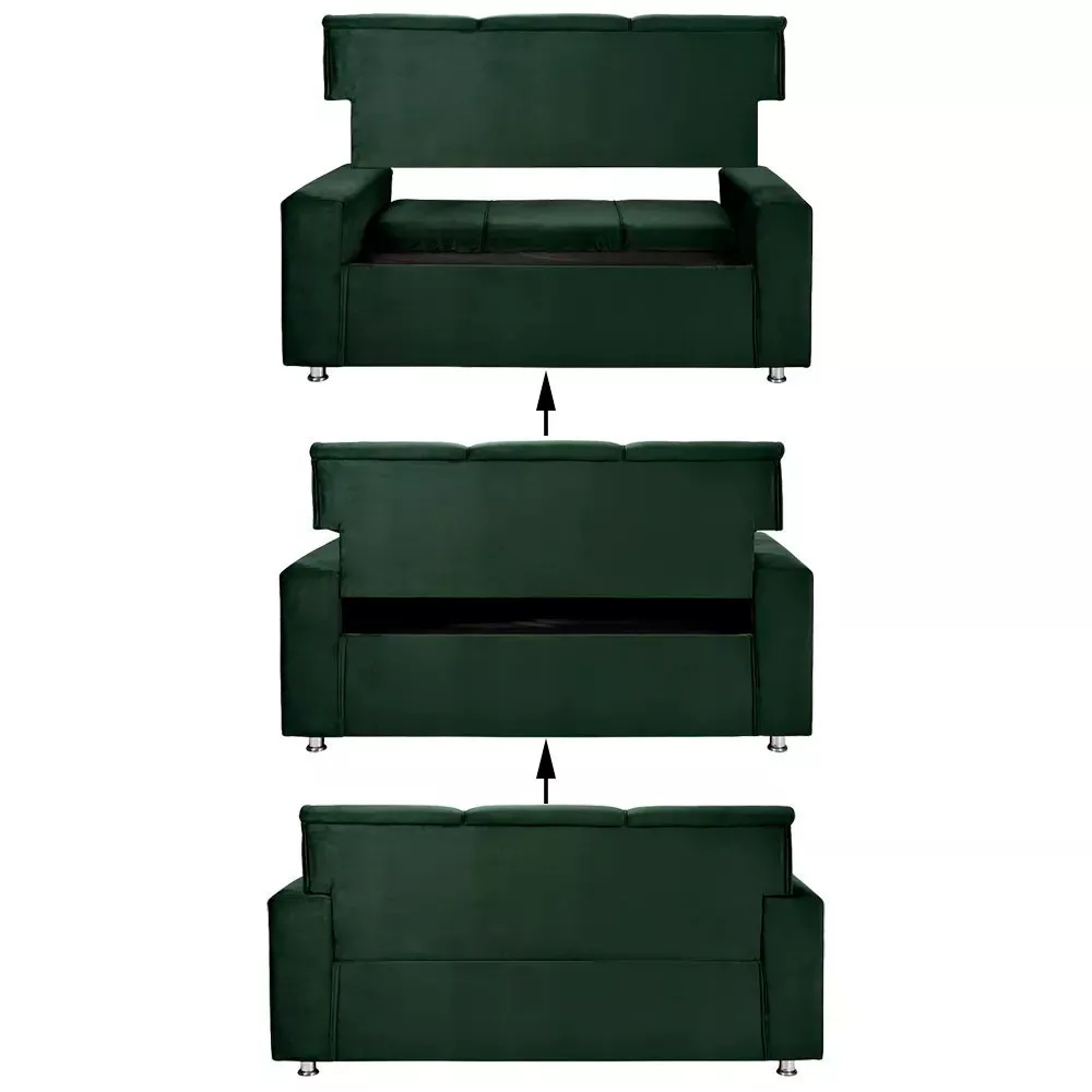 Image 4 of 7 of Sofá 3 Lugares Fixo Tokyo Veludo Verde Speciale Home