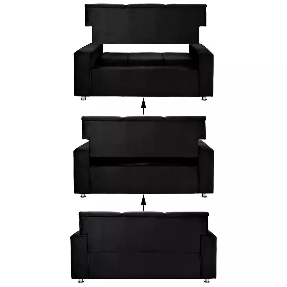 Image 4 of 7 of Sofá 3 Lugares Fixo Tokyo Veludo Preto Speciale Home