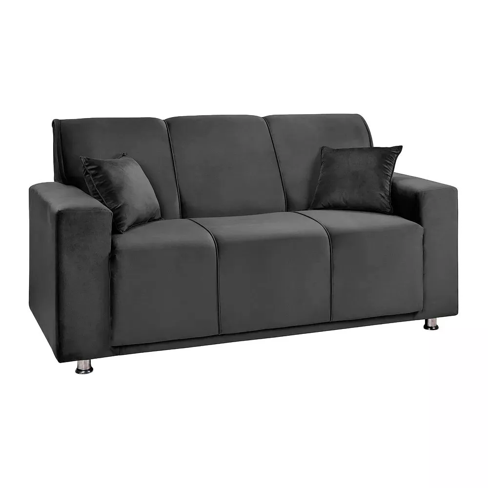 Image 0 of 7 of Sofá 3 Lugares Fixo Tokyo Veludo Cinza Chumbo Speciale Home