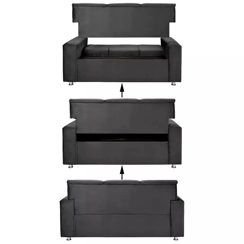 Image 4 of 7 of Sofá 3 Lugares Fixo Tokyo Veludo Cinza Chumbo Speciale Home