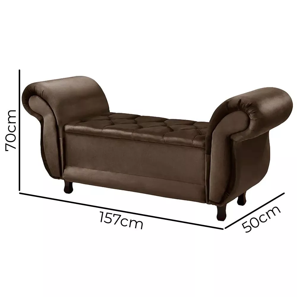 Image 2 of 4 of Recamier Baú Divã Para Cama Queen 1,60 Milano Veludo Speciale Home