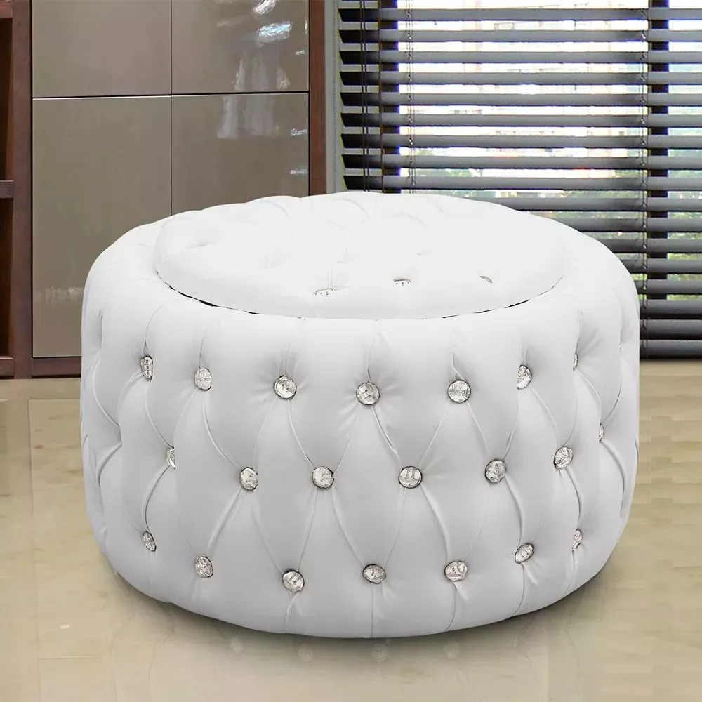 Image 1 of 5 of Puff Quartzo com Baú Capitonê Strass Material Sintético Speciale Home