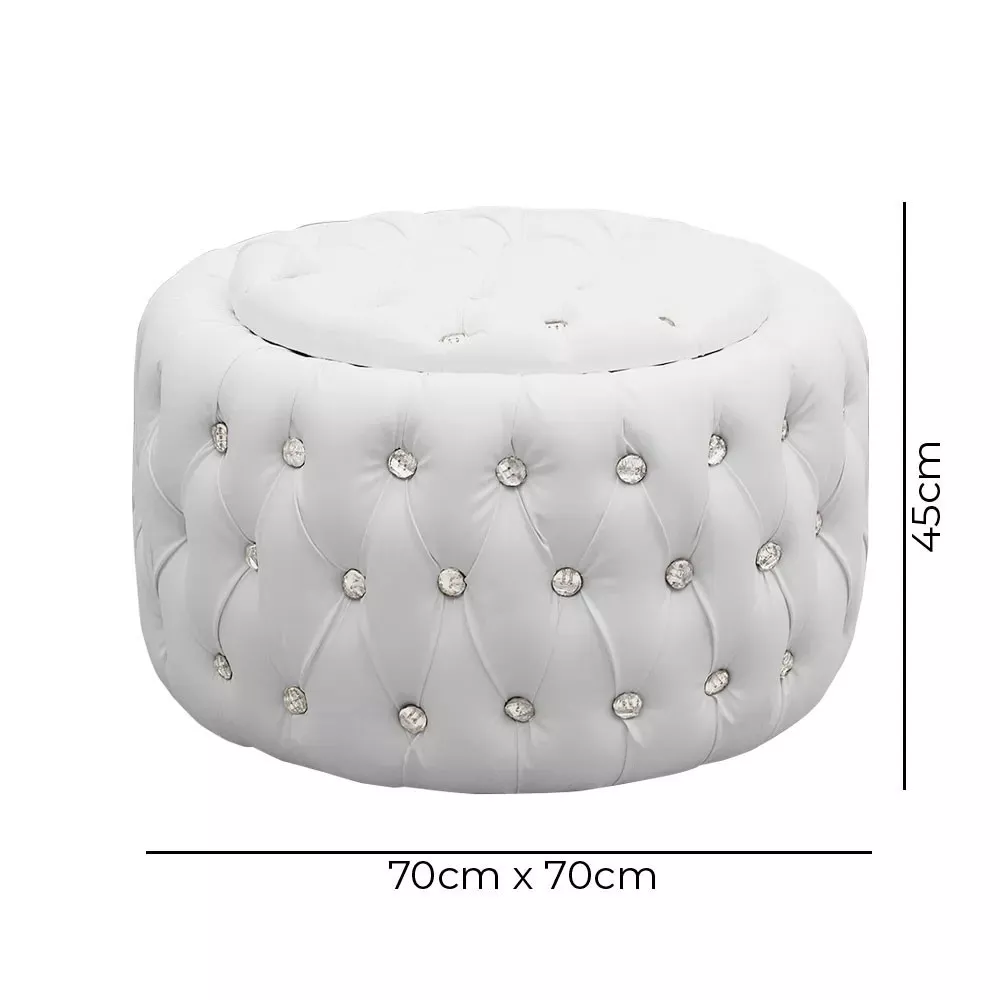 Image 2 of 5 of Puff Quartzo com Baú Capitonê Strass Material Sintético Speciale Home