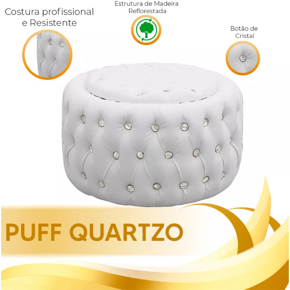 Image 4 of 5 of Puff Quartzo com Baú Capitonê Strass Material Sintético Speciale Home