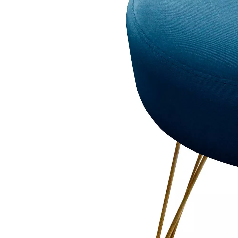 Image 3 of 6 of Puff Decorativos Sala Quarto Tunísia Veludo Azul Base Dourado Speciale Home