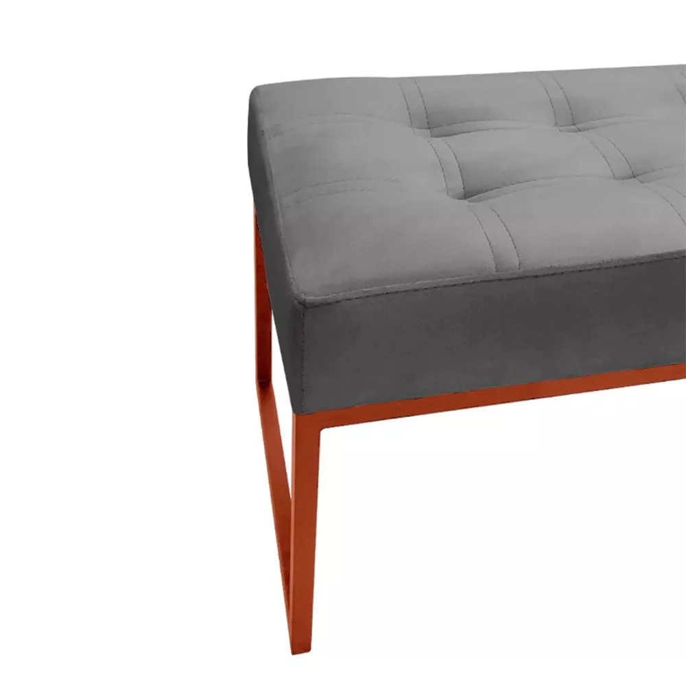 Image 3 of 6 of Puff Decorativo Para Sala e Quarto Paris Veludo Cinza Base Bronze Speciale Home