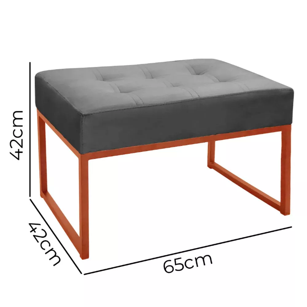 Image 4 of 6 of Puff Decorativo Para Sala e Quarto Paris Veludo Cinza Base Bronze Speciale Home