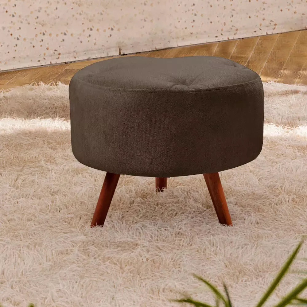 Image 1 of 5 of Puff Decorativo Sabrina Veludo Marrom Chocolate Speciale Home