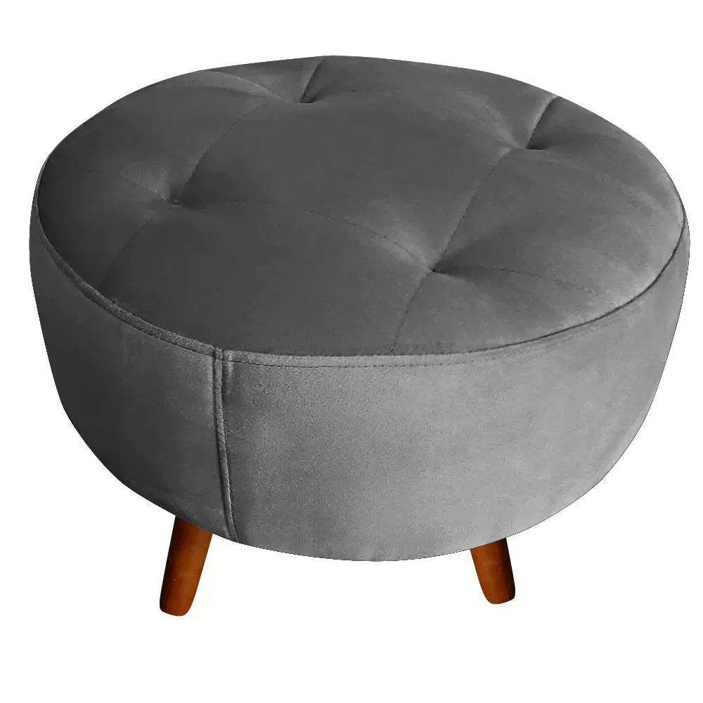 Image 0 of 5 of Puff Decorativo Sabrina Veludo Cinza Chumbo Speciale Home