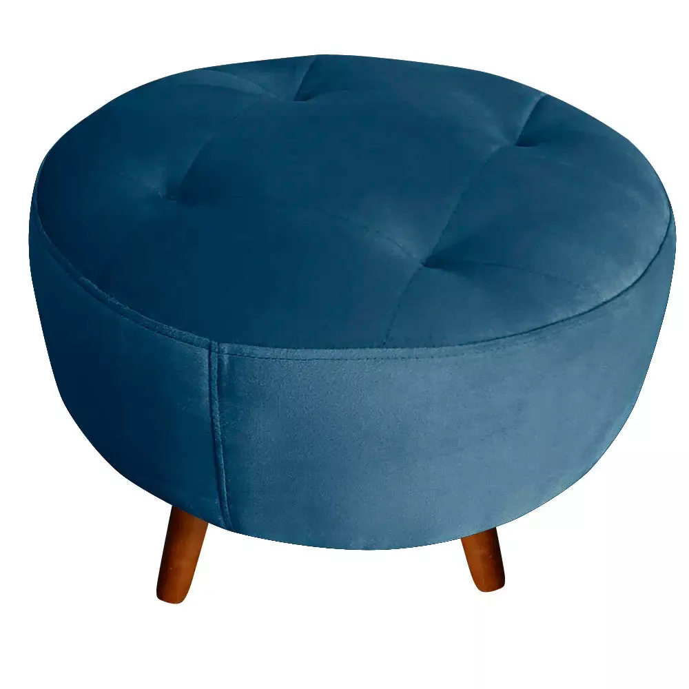 Image 0 of 5 of Puff Decorativo Sabrina Veludo Azul Speciale Home