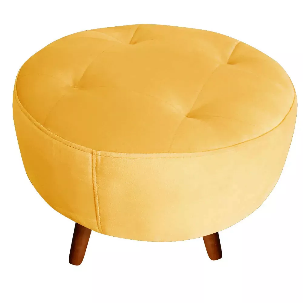 Image 0 of 5 of Puff Decorativo Sabrina Veludo Amarelo Speciale Home