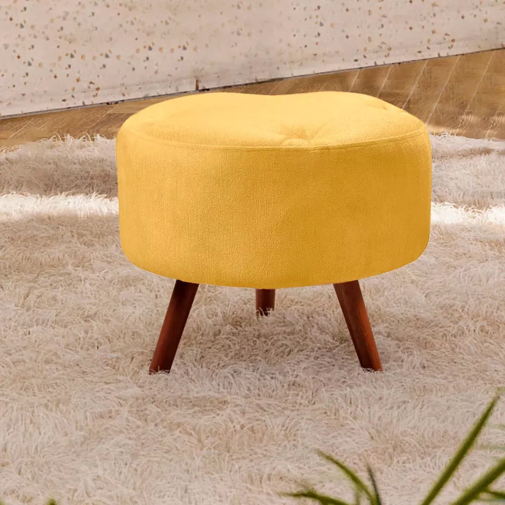 Image 1 of 5 of Puff Decorativo Sabrina Veludo Amarelo Speciale Home
