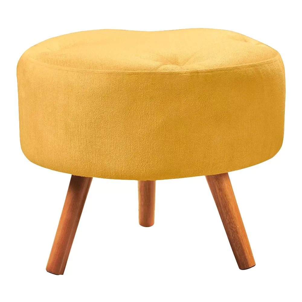 Image 2 of 5 of Puff Decorativo Sabrina Veludo Amarelo Speciale Home