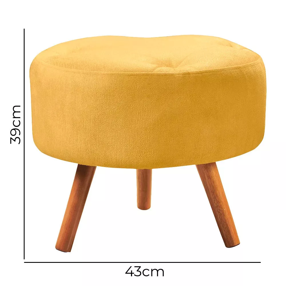 Image 3 of 5 of Puff Decorativo Sabrina Veludo Amarelo Speciale Home