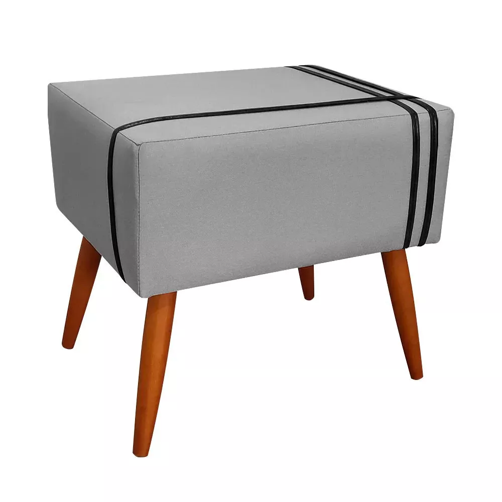 Image 0 of 6 of Puff Decorativo Royal Linho com Fita Preta Speciale Home
