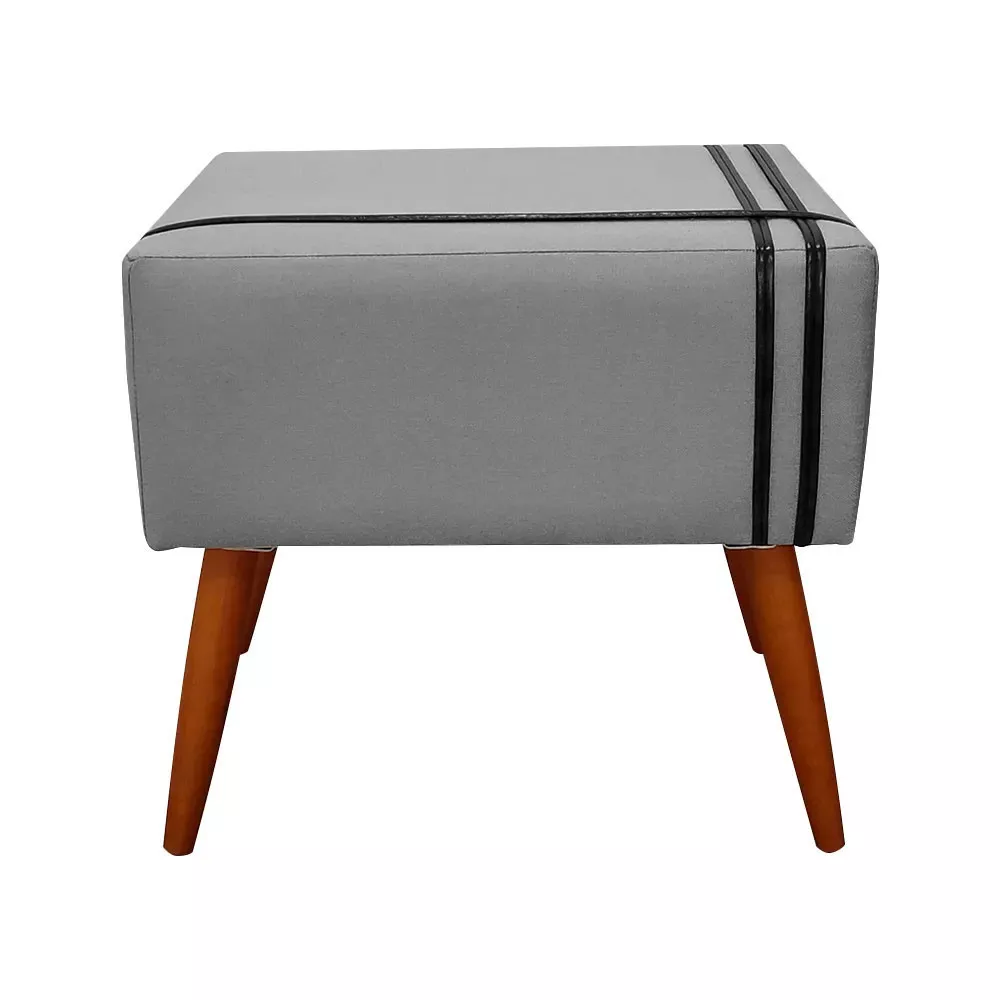 Image 2 of 6 of Puff Decorativo Royal Linho com Fita Preta Speciale Home