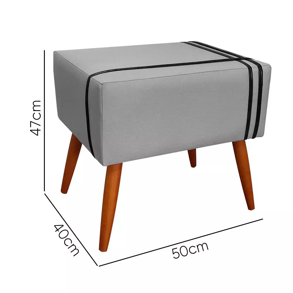 Image 4 of 6 of Puff Decorativo Royal Linho com Fita Preta Speciale Home