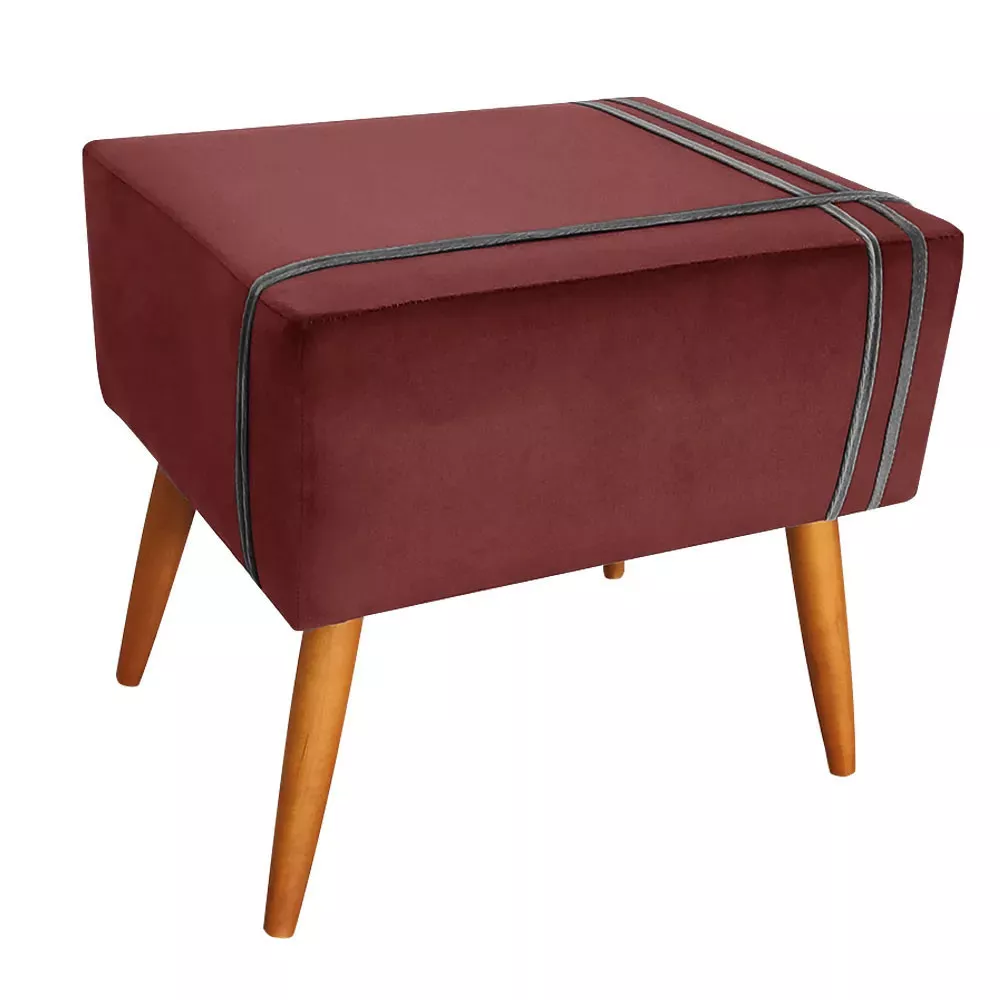 Image 0 of 6 of Puff Decorativo Royal Veludo com Fita Chumbo Speciale Home