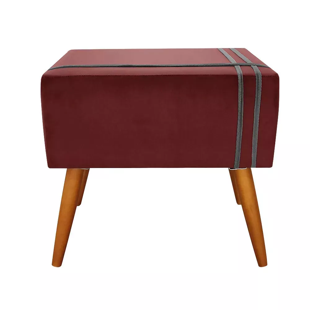 Image 2 of 6 of Puff Decorativo Royal Veludo com Fita Chumbo Speciale Home