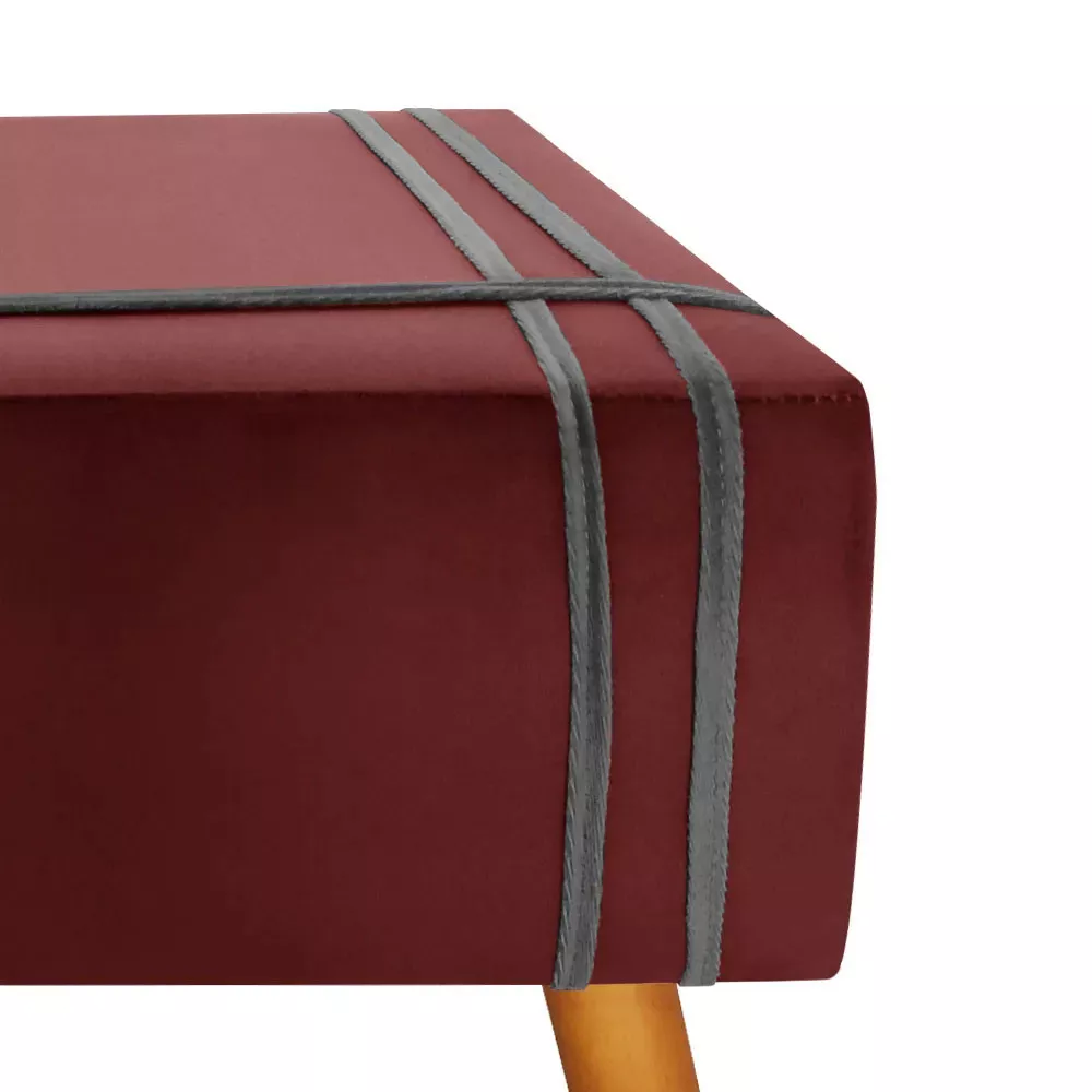 Image 3 of 6 of Puff Decorativo Royal Veludo com Fita Chumbo Speciale Home