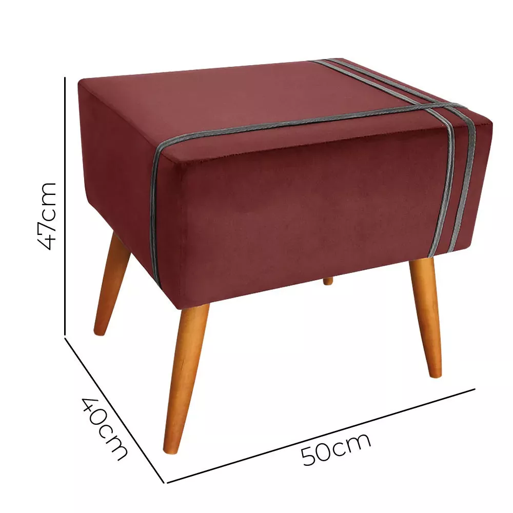 Image 4 of 6 of Puff Decorativo Royal Veludo com Fita Chumbo Speciale Home