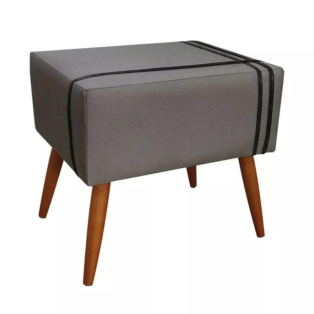 Image 0 of 6 of Puff Decorativo Royal Sued com Fita Preta Speciale Home