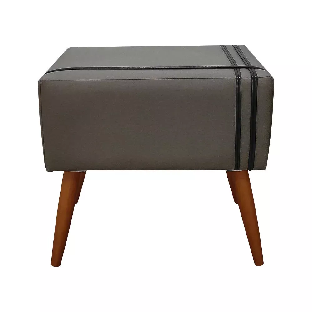 Image 2 of 6 of Puff Decorativo Royal Sued com Fita Preta Speciale Home