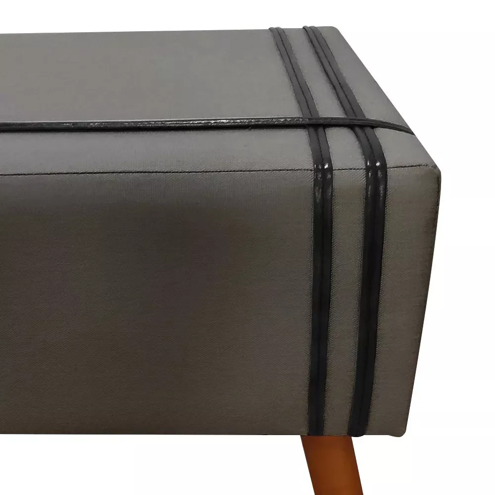 Image 3 of 6 of Puff Decorativo Royal Sued com Fita Preta Speciale Home