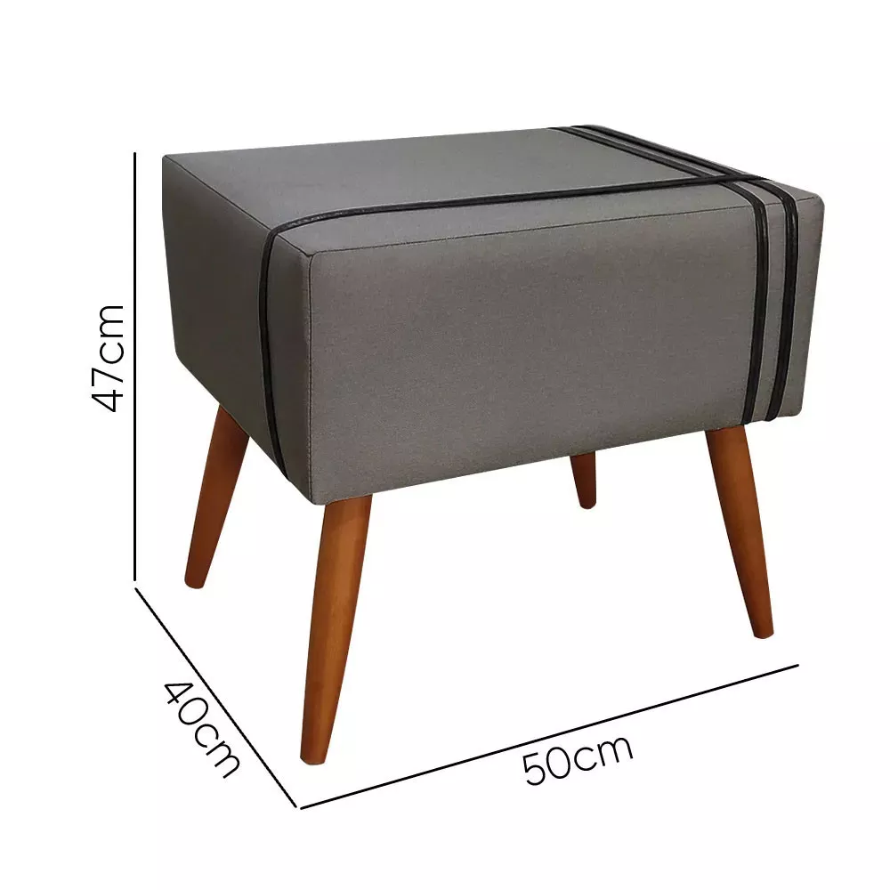 Image 4 of 6 of Puff Decorativo Royal Sued com Fita Preta Speciale Home
