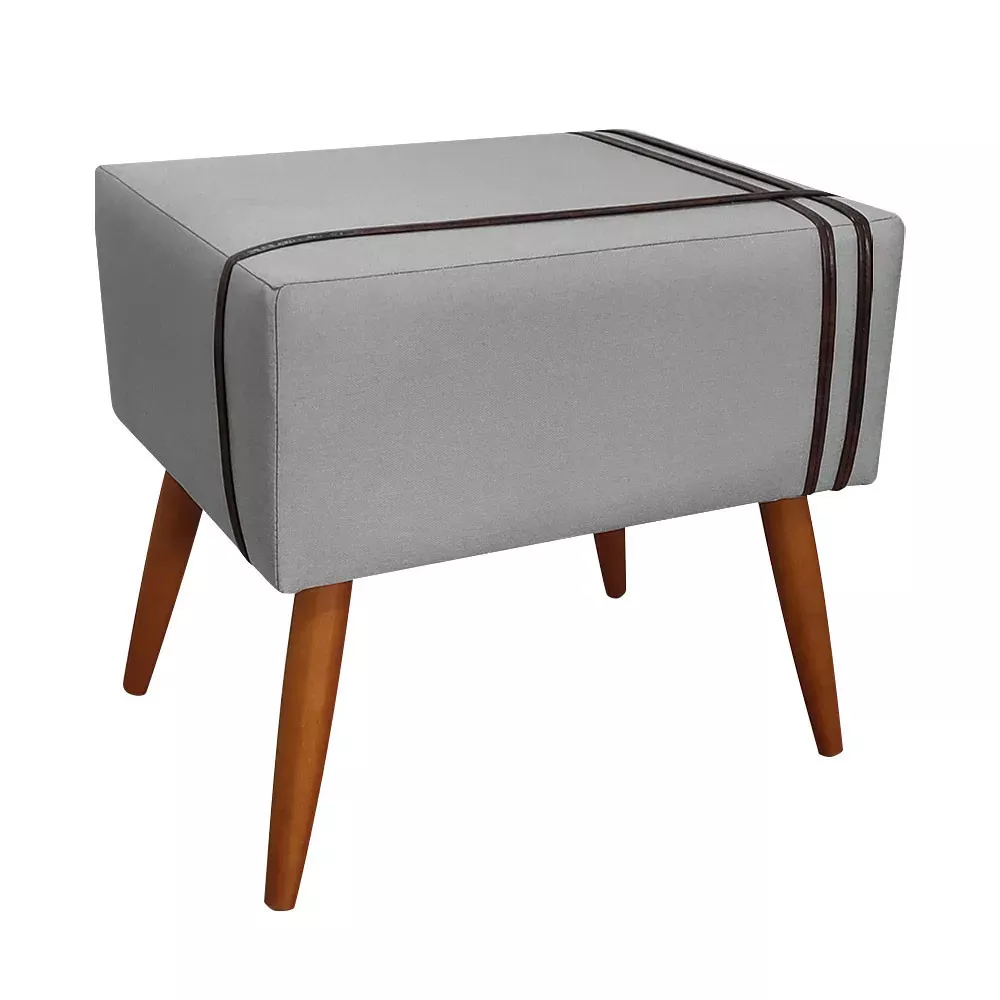 Image 0 of 6 of Puff Decorativo Royal Linho com Fita Marrom Claro Speciale Home