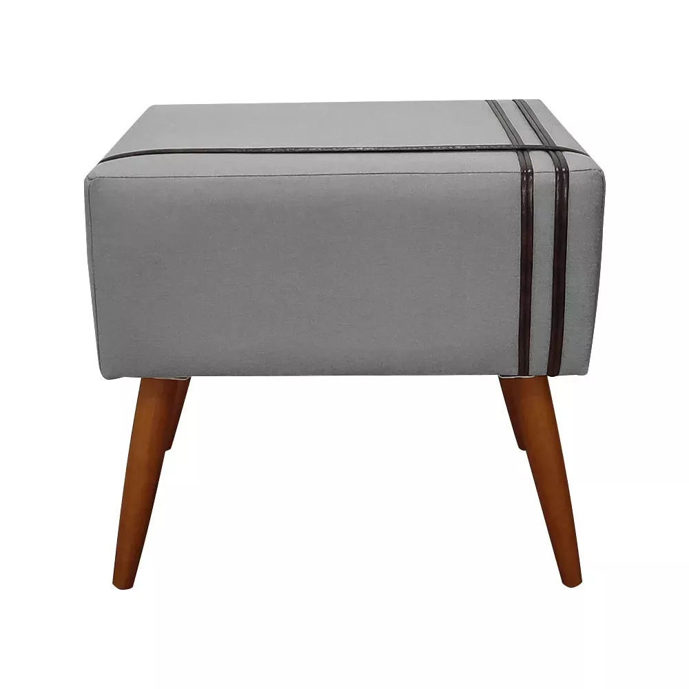 Image 2 of 6 of Puff Decorativo Royal Linho com Fita Marrom Claro Speciale Home
