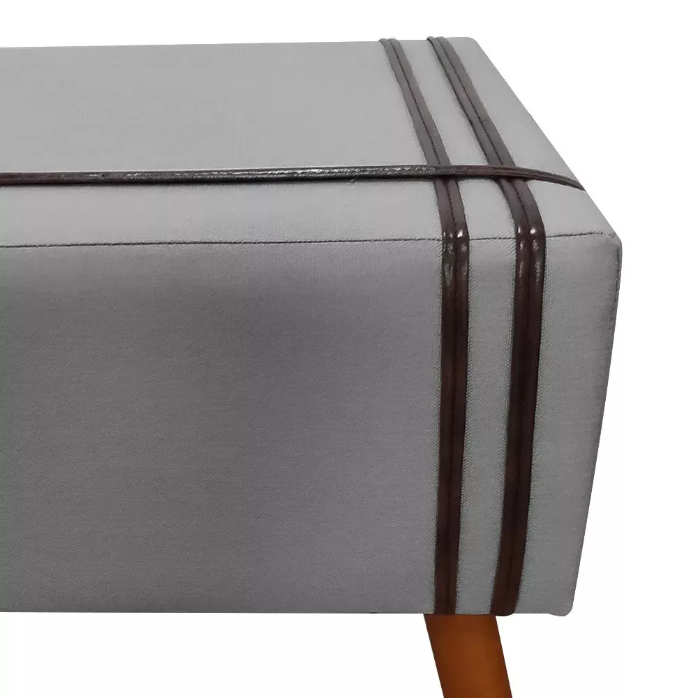Image 3 of 6 of Puff Decorativo Royal Linho com Fita Marrom Claro Speciale Home