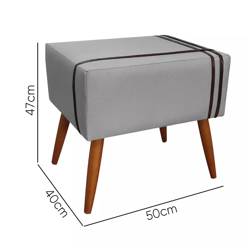 Image 4 of 6 of Puff Decorativo Royal Linho com Fita Marrom Claro Speciale Home
