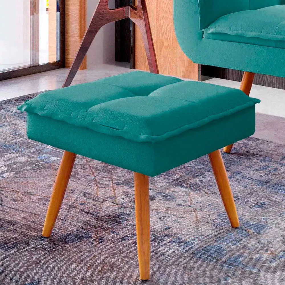 Image 1 of 4 of Puff Decorativo Joy Veludo Turquesa Ciano Speciale Home