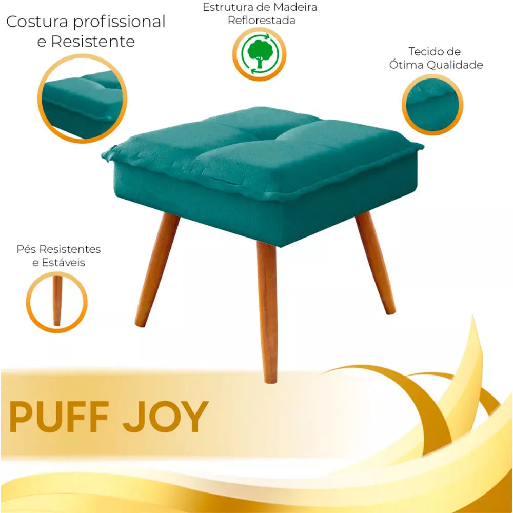 Image 3 of 4 of Puff Decorativo Joy Veludo Turquesa Ciano Speciale Home