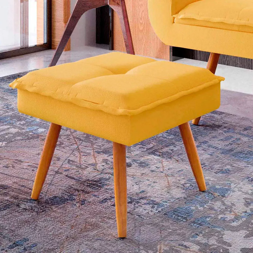 Image 1 of 4 of Puff Decorativo Joy Veludo Amarelo Speciale Home