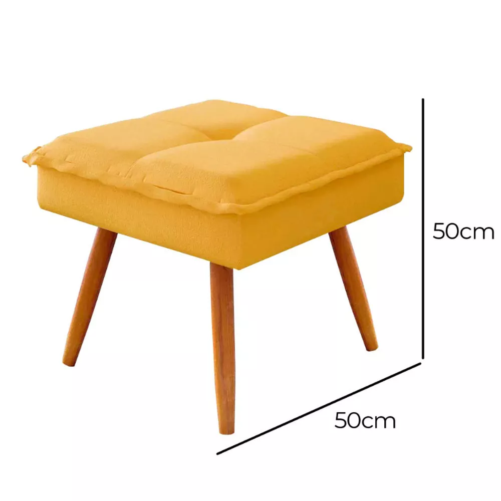 Image 2 of 4 of Puff Decorativo Joy Veludo Amarelo Speciale Home