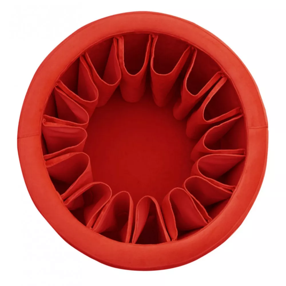 Image 2 of 4 of Puff Baú Sapateira Zeus 70x70 c/ Rodízio Veludo Vermelho Speciale Home