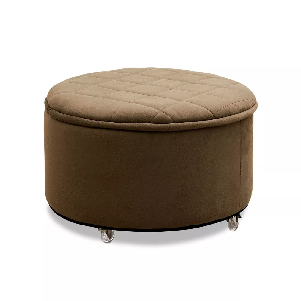 Image 0 of 5 of Puff Baú Sapateira Zeus 70x70 Com Rodízio Sued Marrom Castor Speciale Home