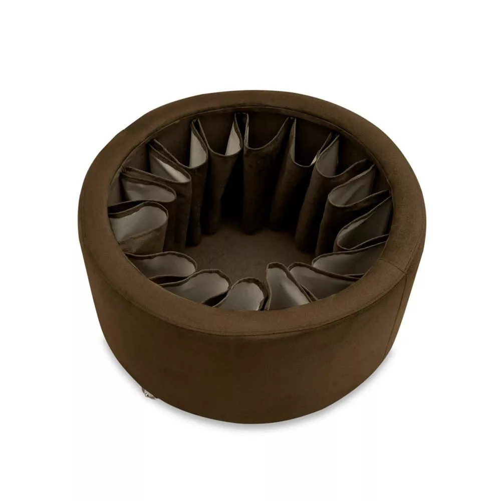 Image 2 of 5 of Puff Baú Sapateira Zeus 70x70 Com Rodízio Sued Marrom Castor Speciale Home