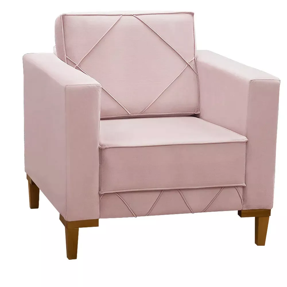 Image 0 of 7 of Poltrona Decorativa Sarah Veludo Rose Speciale Home