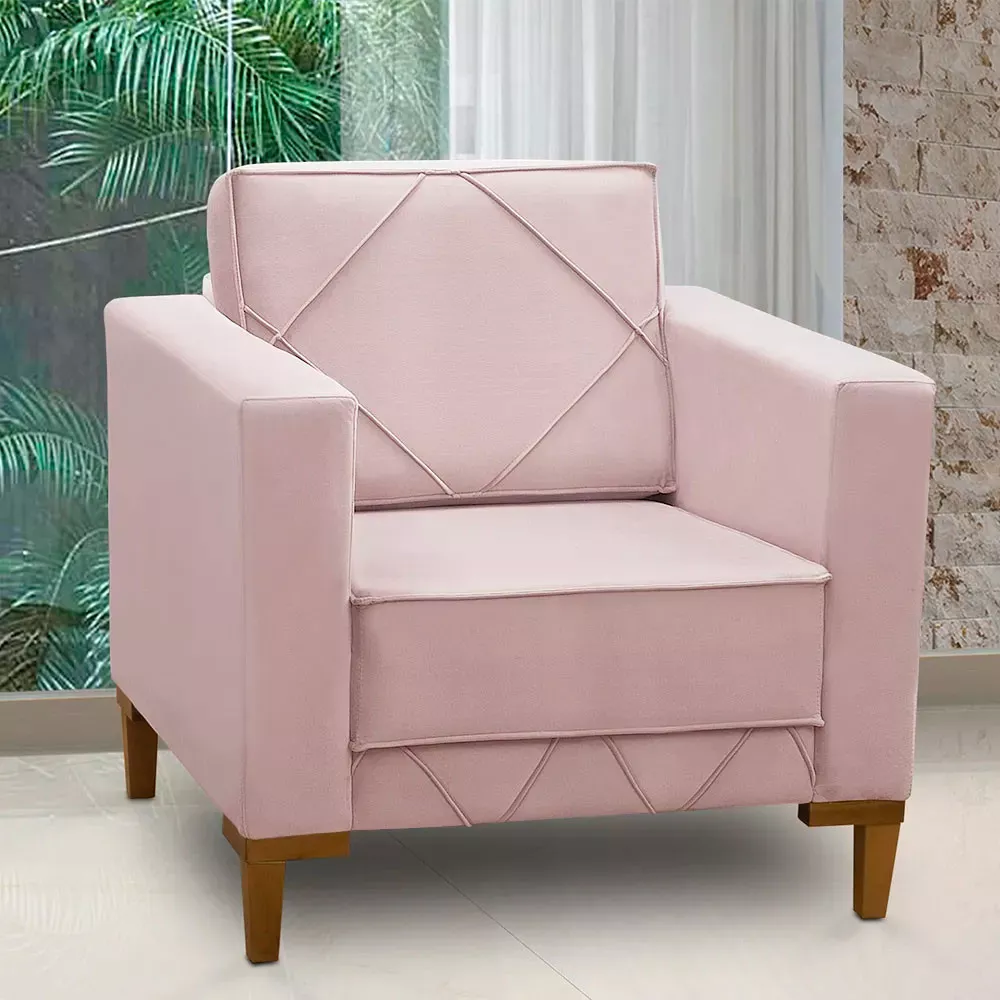 Image 1 of 7 of Poltrona Decorativa Sarah Veludo Rose Speciale Home