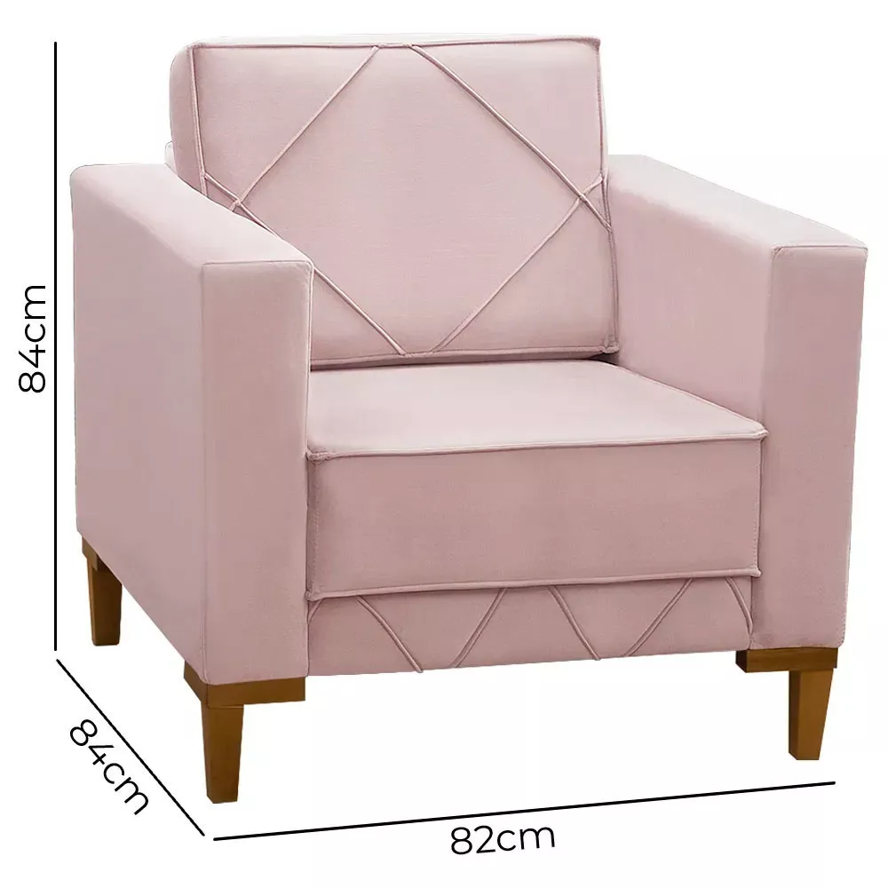 Image 5 of 7 of Poltrona Decorativa Sarah Veludo Rose Speciale Home