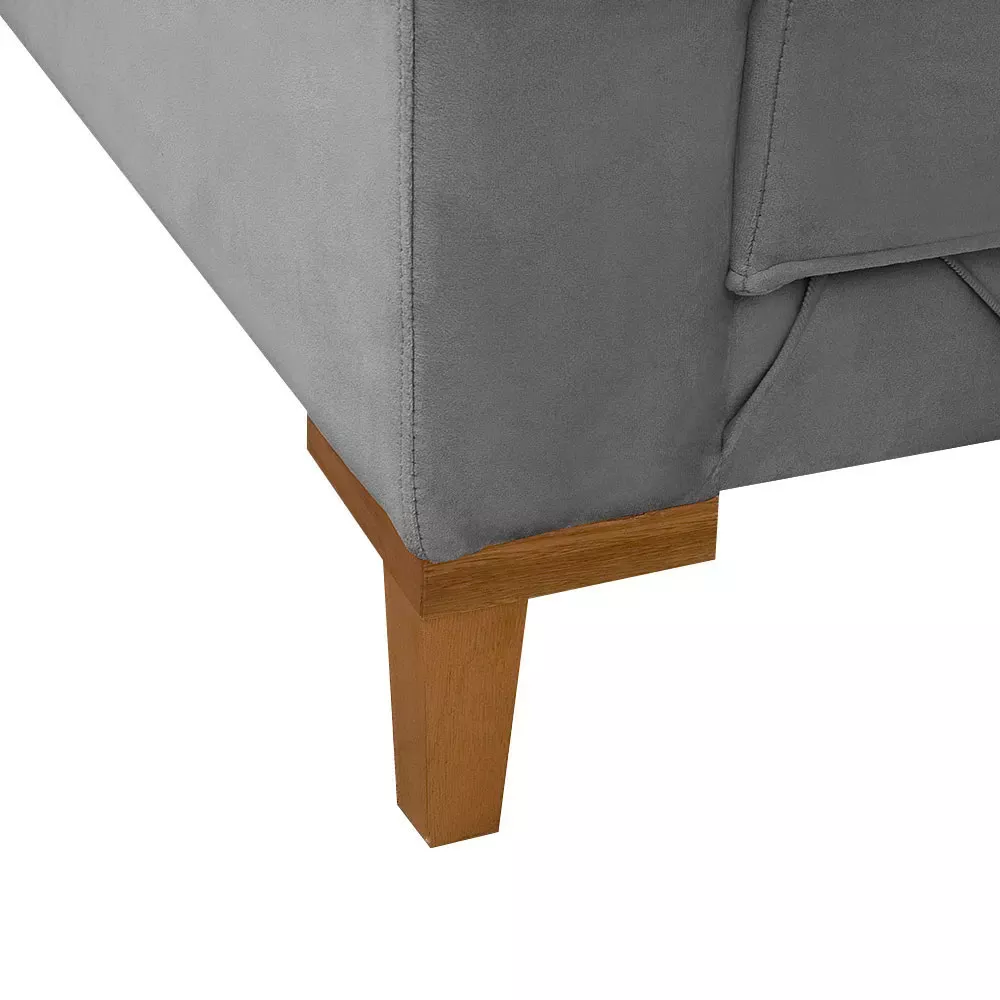 Image 3 of 7 of Poltrona Decorativa Sarah Veludo Cinza Chumbo Speciale Home