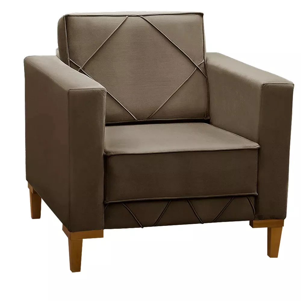 Image 0 of 7 of Poltrona Decorativa Sarah Veludo Castor Speciale Home