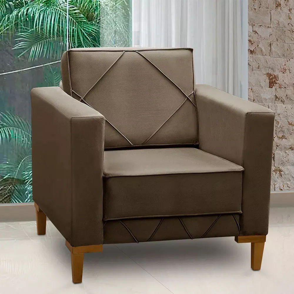 Image 1 of 7 of Poltrona Decorativa Sarah Veludo Castor Speciale Home