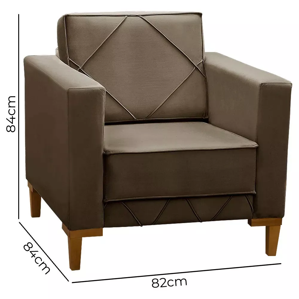 Image 5 of 7 of Poltrona Decorativa Sarah Veludo Castor Speciale Home