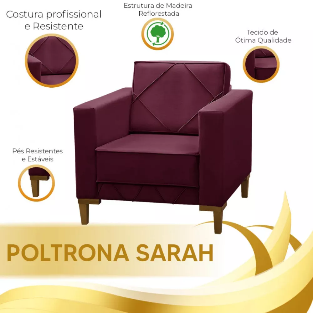 Image 6 of 7 of Poltrona Decorativa Sarah Veludo Speciale Home