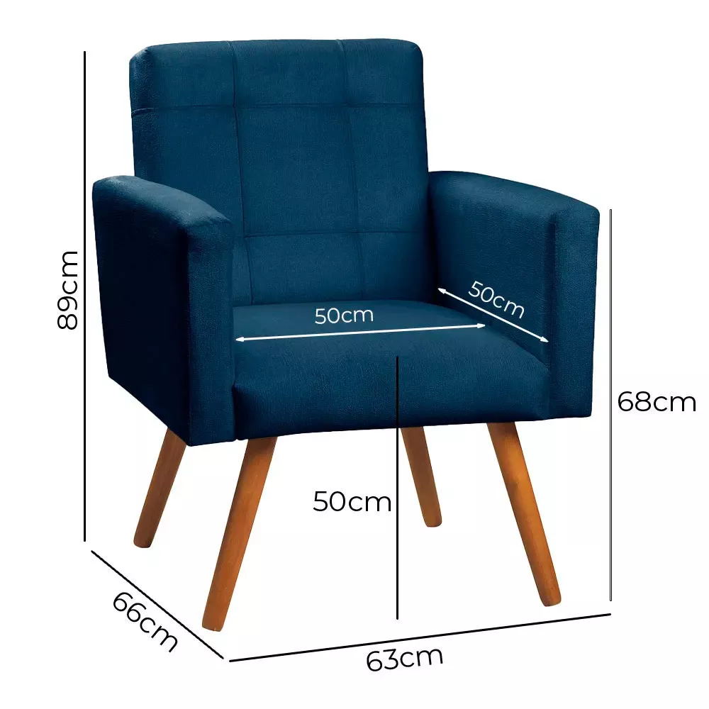 Image 5 of 7 of Poltrona Decorativa Sabrina Veludo Azul Speciale Home